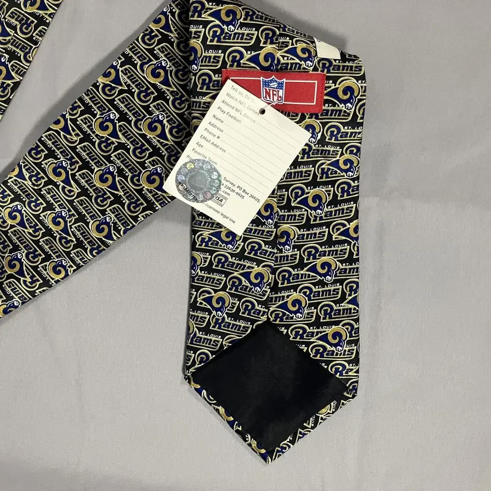 Vintage St. Louis Rams Tie Mens Blue Gold NFL Football Ralph Marlin Silk 2000s‎